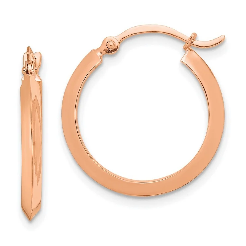 Curata 14k Rose Gold Polished Hoop Earrings - 19.5x2.25mm