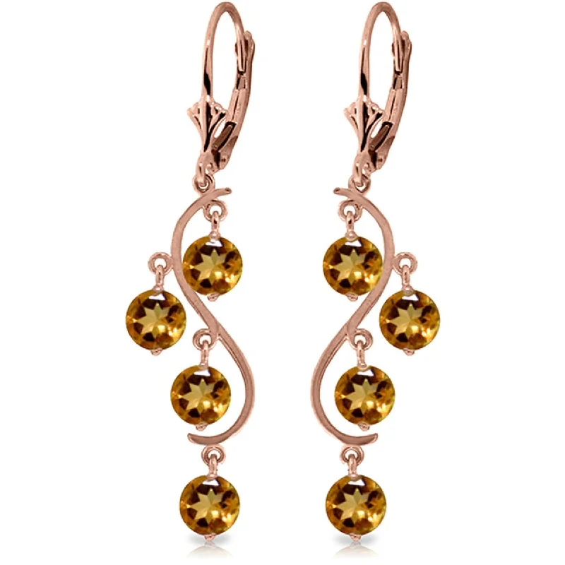 4.95 Carat 14K Solid Gold Citrine Drop Gemstone Chandelier Earrings