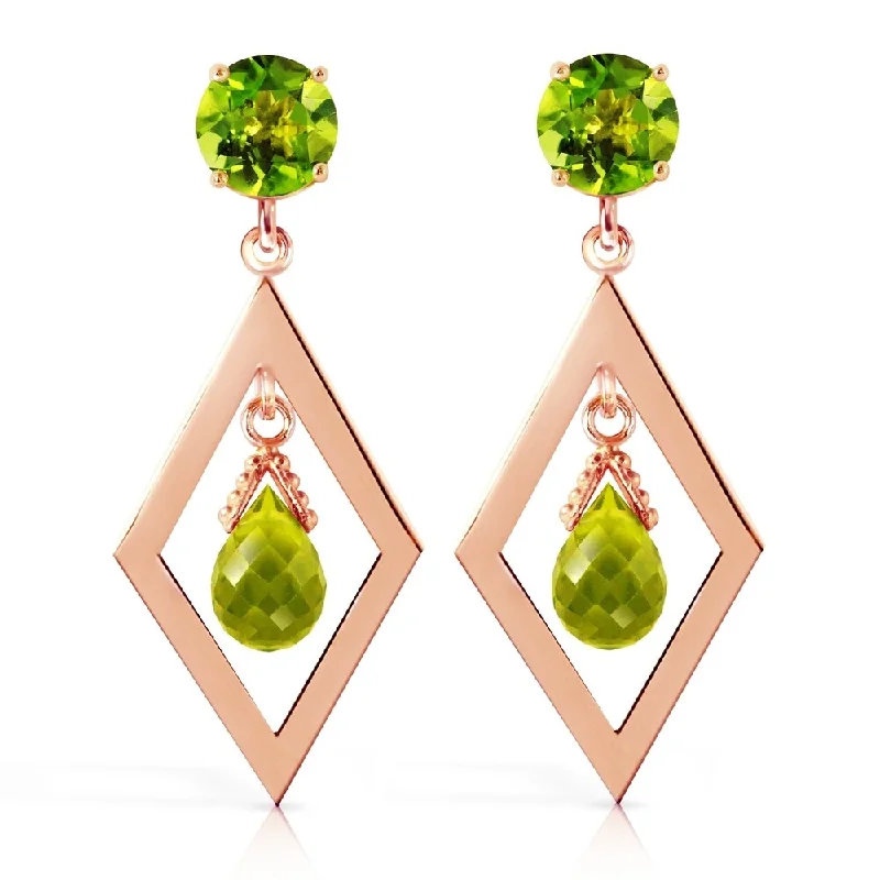 2.4 CTW 14K Solid Rose Gold Peridot Dangling Earrings