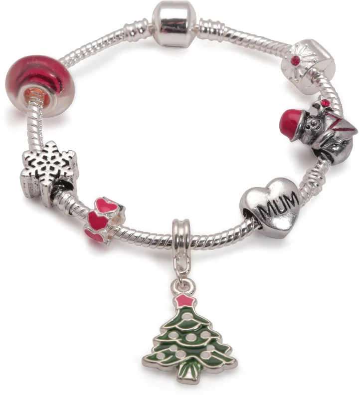 Adult's 'Mum Christmas Dream' Silver Plated Charm Bracelet