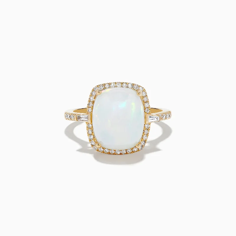 Aurora 14K Yellow Gold Opal and Diamond Ring