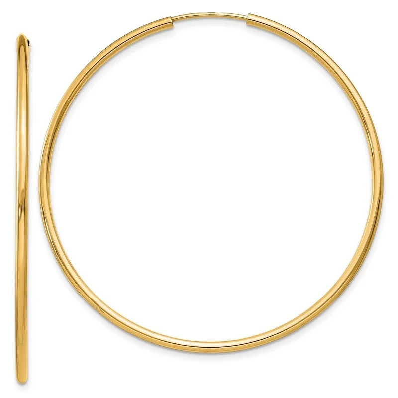 Curata 14k Yellow Gold Polished Round Endless Hoop Earrings - 45x45mm