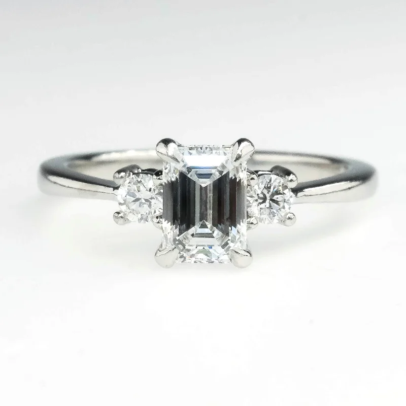 GIA 0.60ct VVS1/E Emerald Diamond Accented Engagement Ring in Platinum