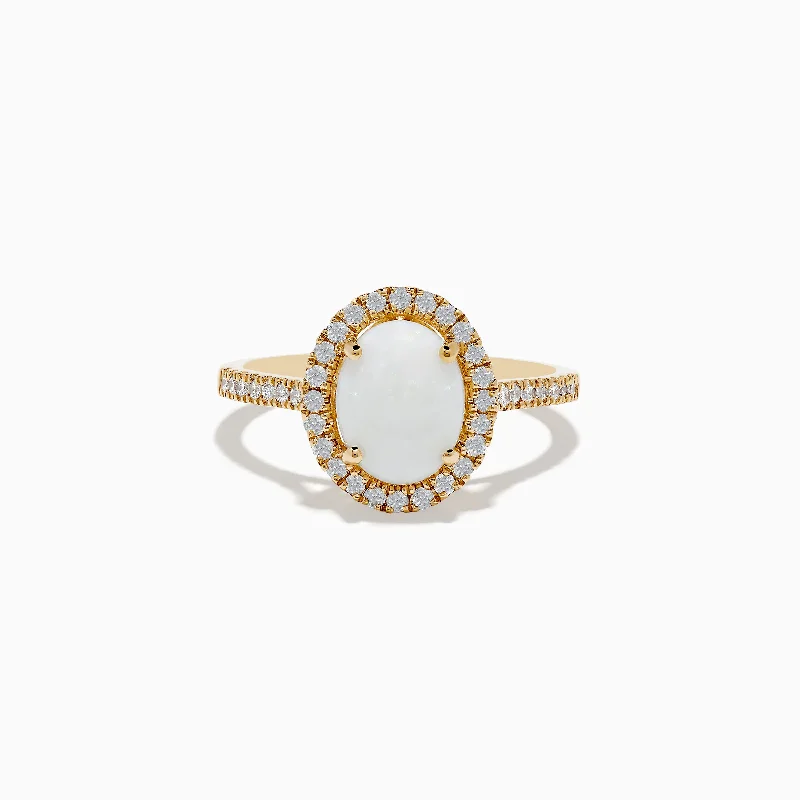 Aurora 14K Yellow Gold Opal and Diamond Ring