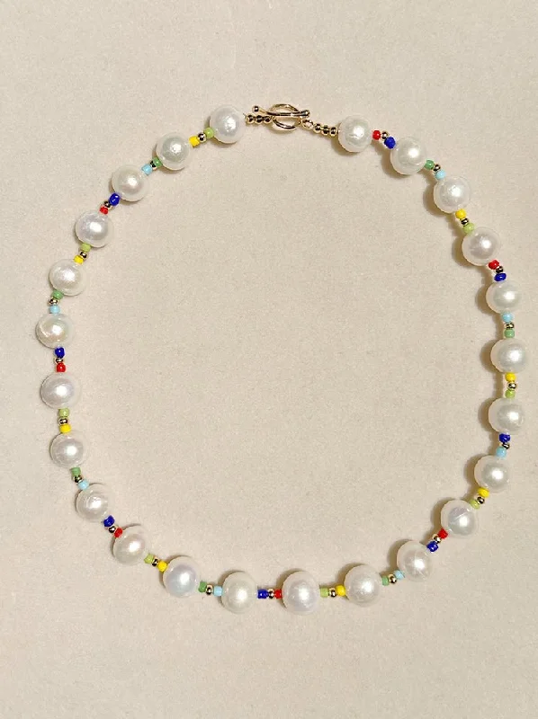 Colorful Beaded Baroque Pearl Necklace