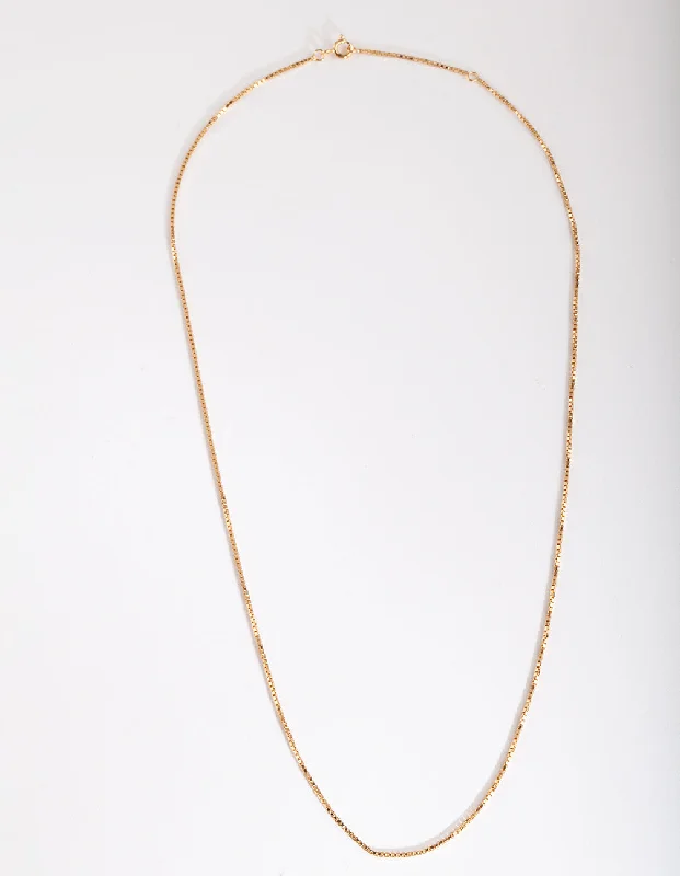 Gold Plated Sterling Silver Box Chain Necklace