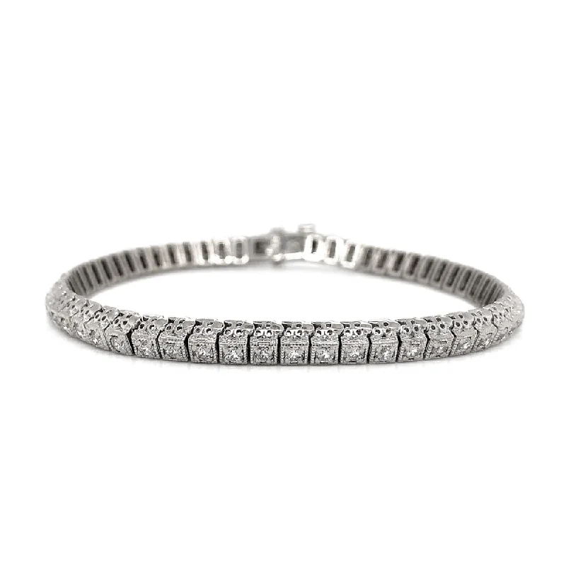 Deco-Style Diamond Tennis Bracelet - "Gatsby"