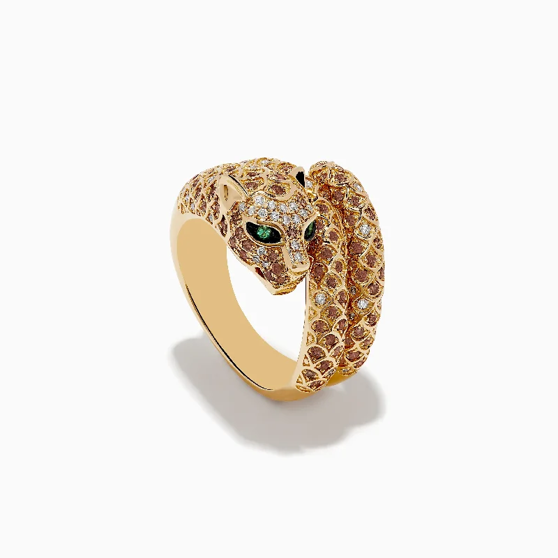 Signature 14K Yellow Gold Emerald, Espresso, and White Diamond Ring