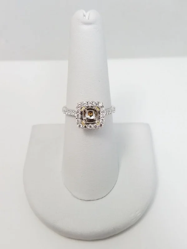 Glamorous 18k White Gold Natural Diamond Engagement Ring Mount