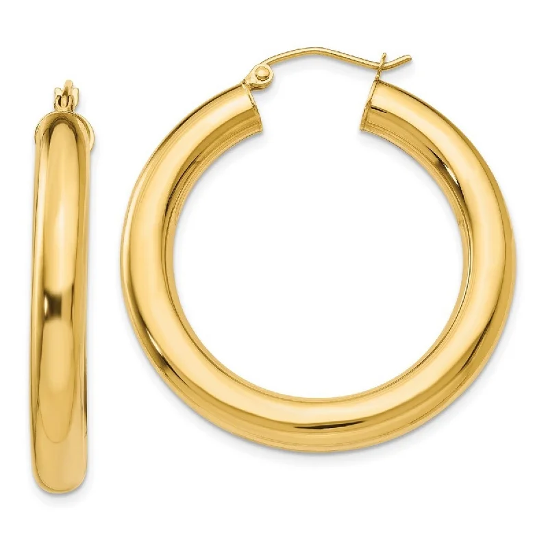 Curata 10k Yellow Gold Polished Lightweight Hoop Earrings - 35mm