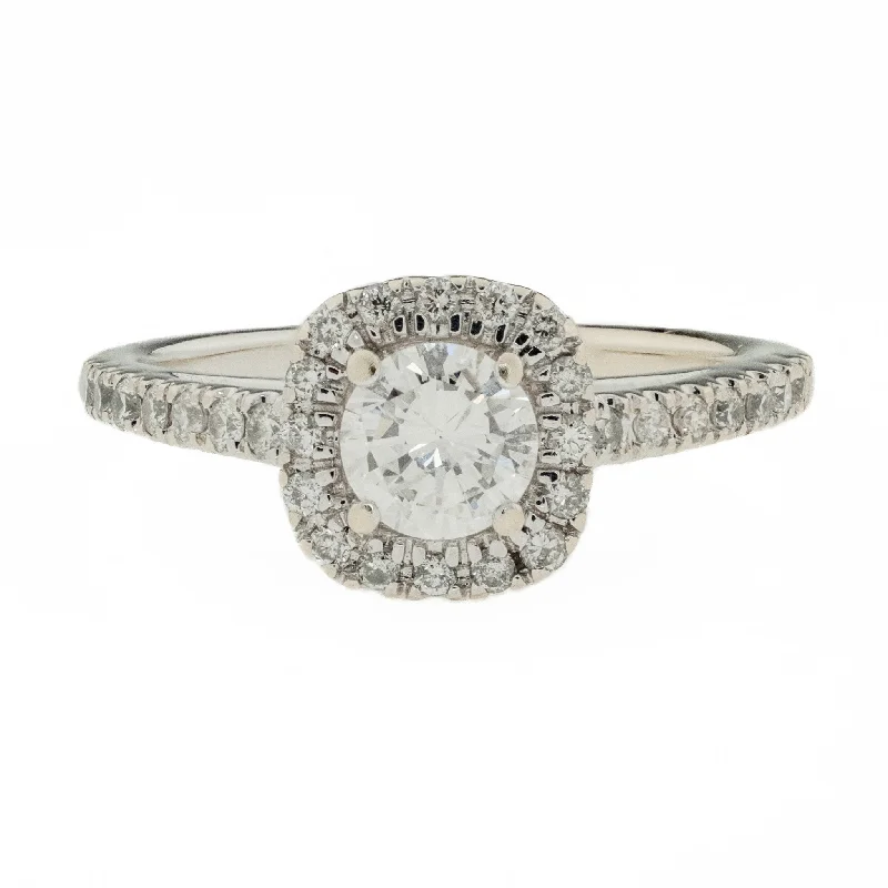 0.50ctw I1/F Round Brilliant Diamond and 0.30ctw Diamond Accented Engagement Ring in 14K White Gold - Size 6