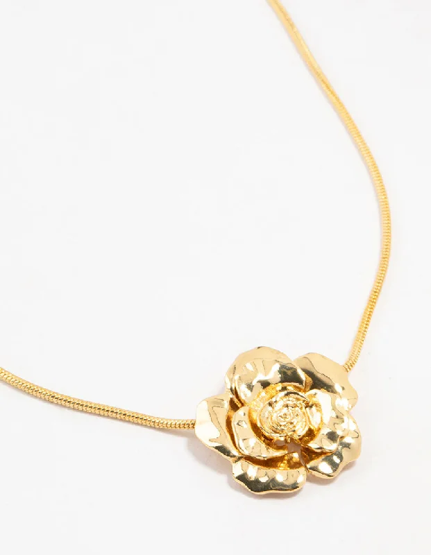 Gold Plated Rose Necklace