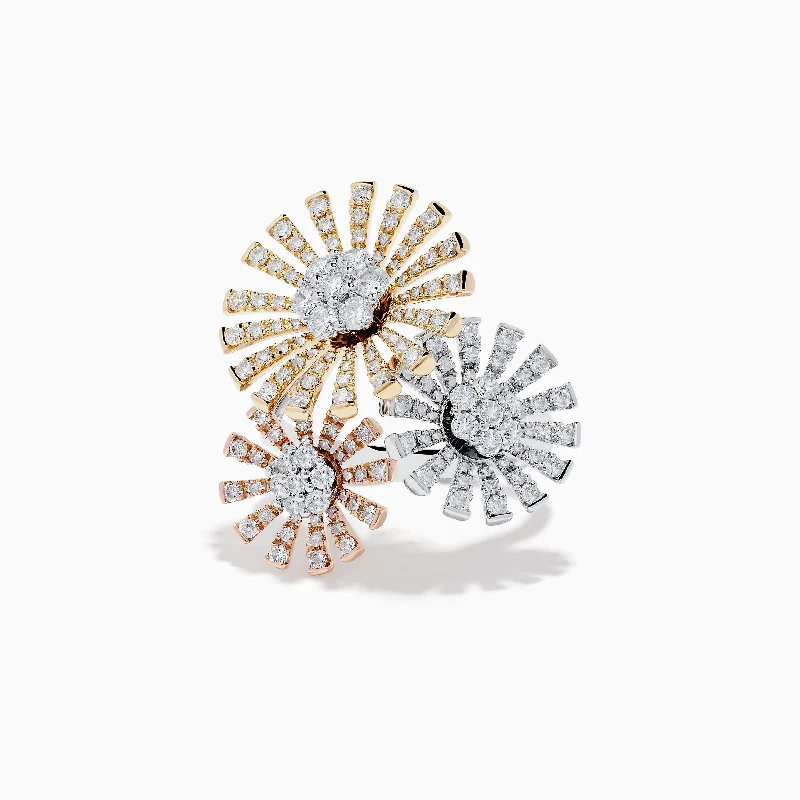 Trio 14K Diamond Flower Ring 1.59 TCW