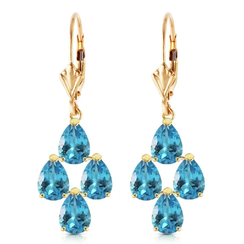 4.5 CTW 14K Solid Gold First Love Blue Topaz Earrings