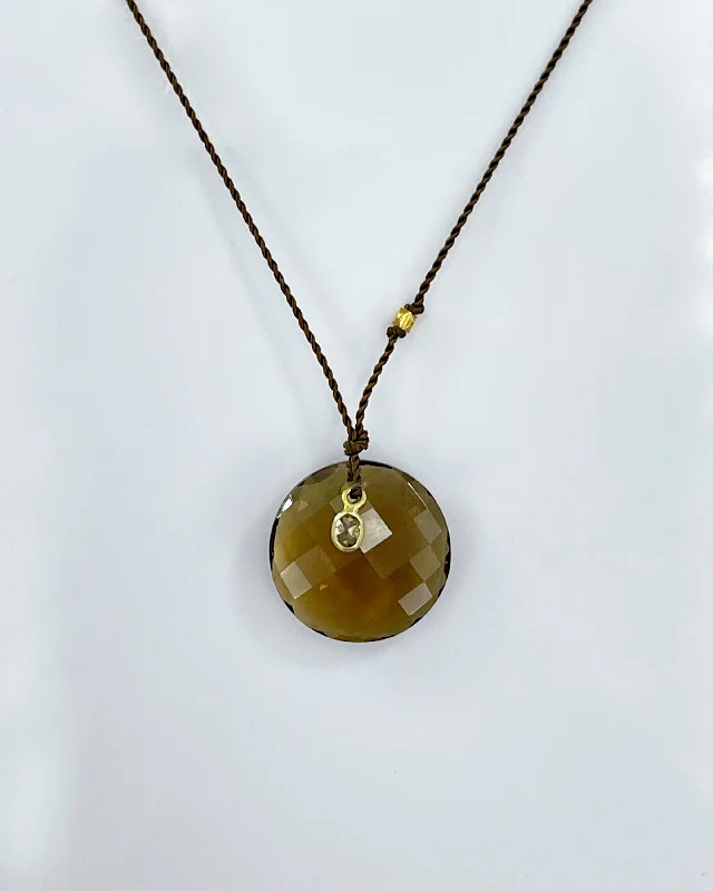 Margaret Solow Cognac Quartz & Diamond Necklace