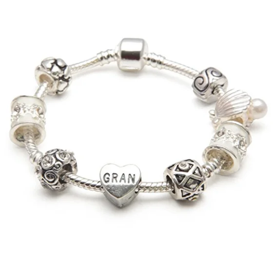 Gran 'Cascade Cream' Silver Plated Charm Bead Bracelet