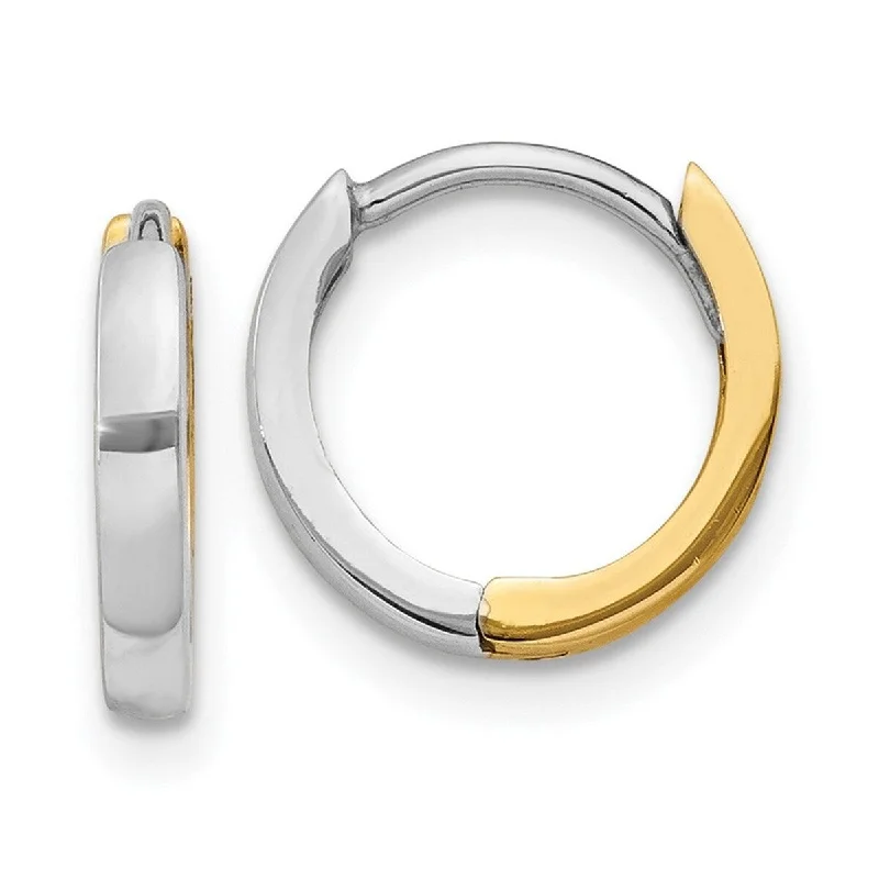 Curata 10k Two Tone Gold Hinged Hoop Earrings - 7x2mm