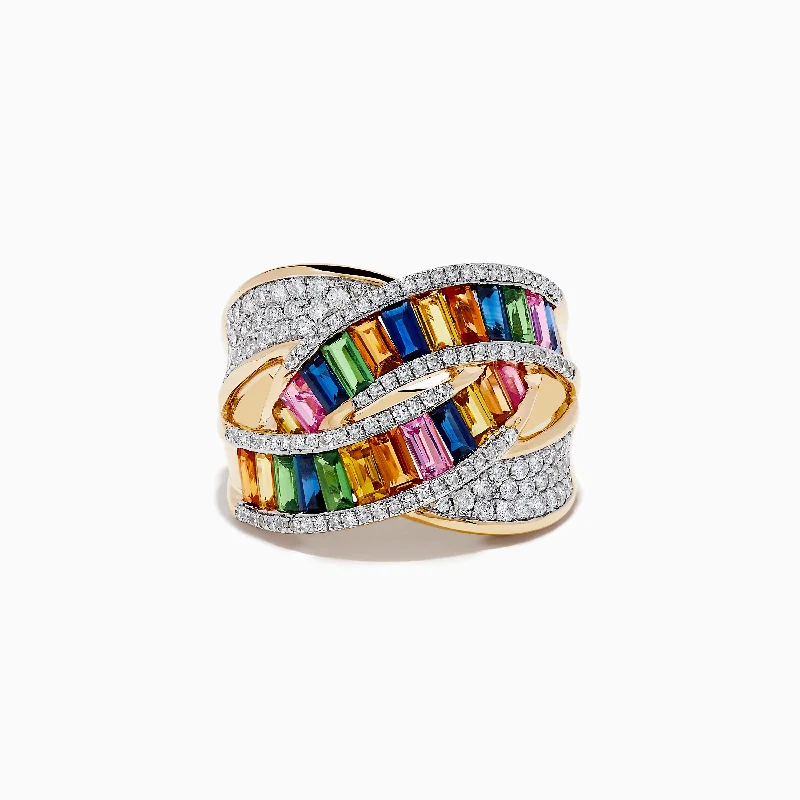 Limited Edition 14K Yellow Gold Sapphire & Diamond Crossover Ring