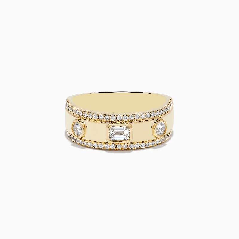 D'Oro 14K Yellow Gold Bezel Set Diamond Band 0.67 TCW