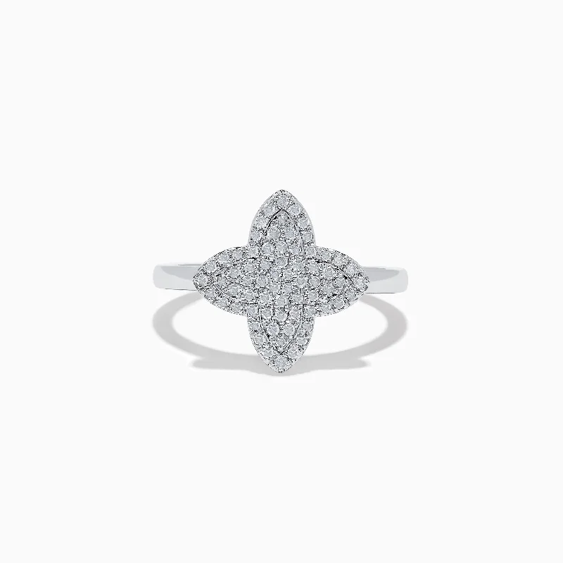 Novelty 14K White Gold Diamond Clover Ring