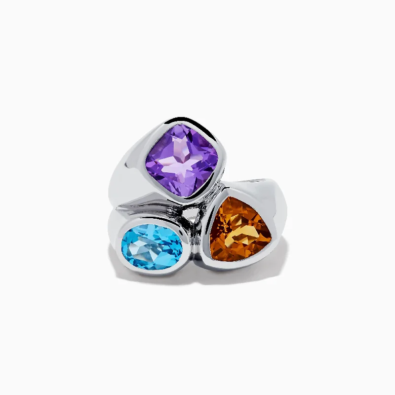 Mosaic 925 Sterling Silver Multi Gemstone Ring