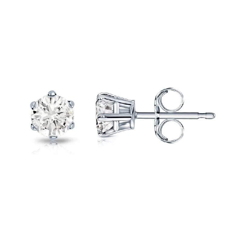 Auriya Round 1/4ct TW Solitaire Diamond Stud Earrings 14k Gold 6-Prong