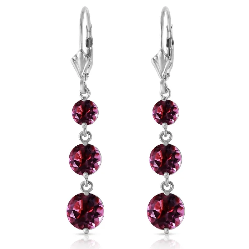 7.2 CTW 14K Solid White Gold Stricken Love Amethyst Earrings