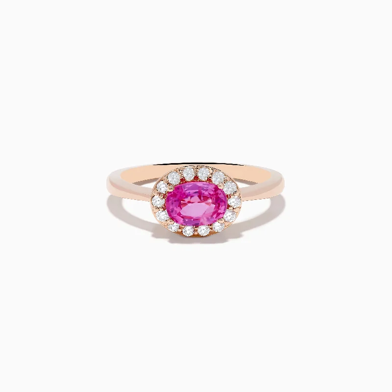 14K Rose Gold Pink Sapphire and Diamond Ring