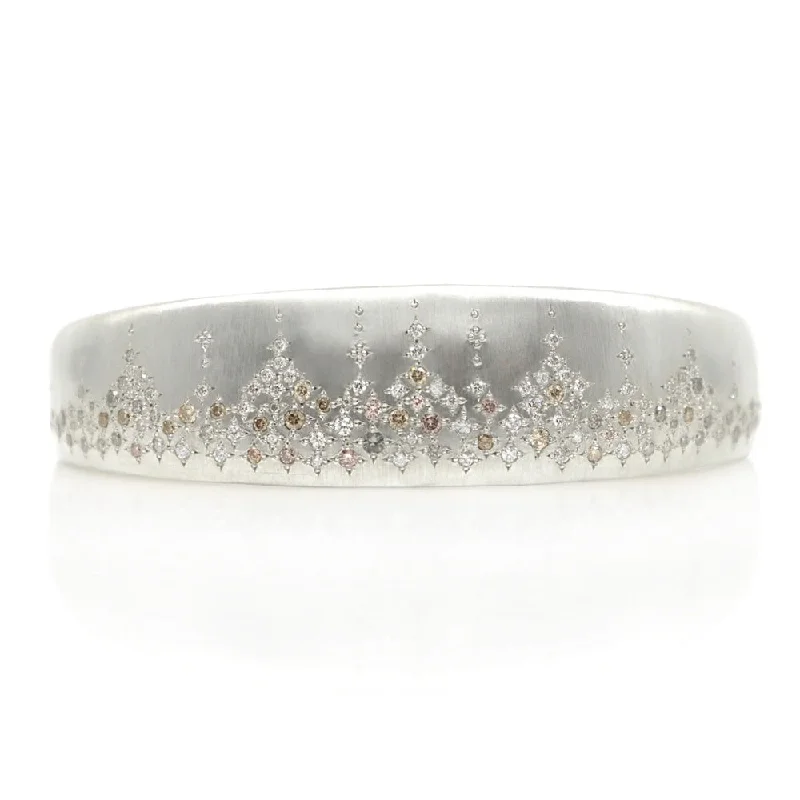 Sterling Silver and Diamond Cuff - "Cascading Sky"