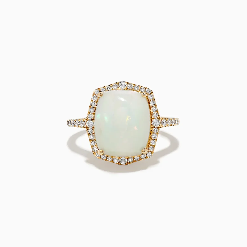 Aurora 14K Yellow Gold Opal and Diamond Ring