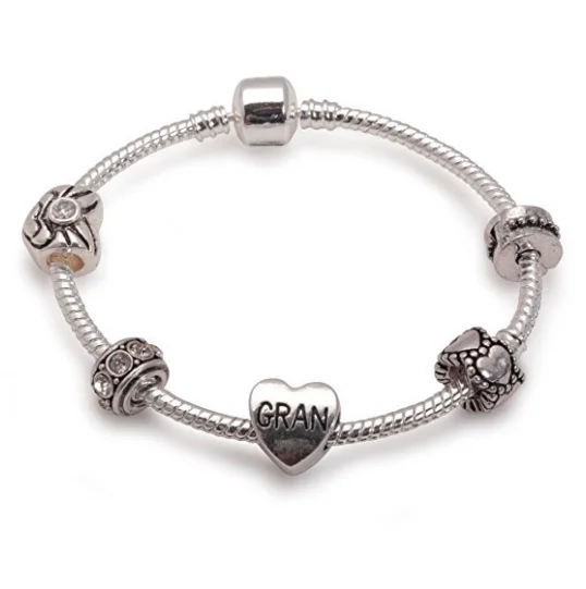 Gran 'Silver Romance' Silver Plated Charm Bead Bracelet