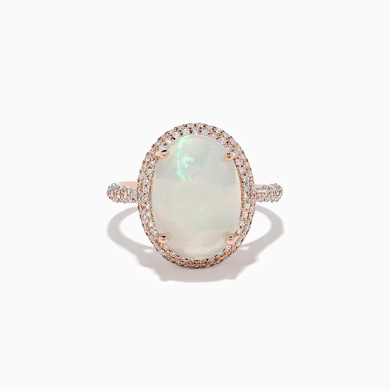 Aurora 14K Rose Gold Opal and Diamond Ring