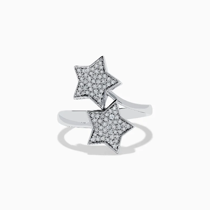 Novelty 925 Sterling Silver and Diamond Star Ring