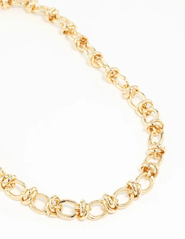 Gold Plated Knotted Chain Necklace