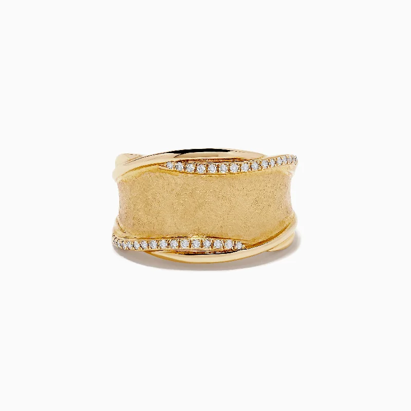 D'Oro 14K Brushed Yellow Gold Diamond Accented Ring