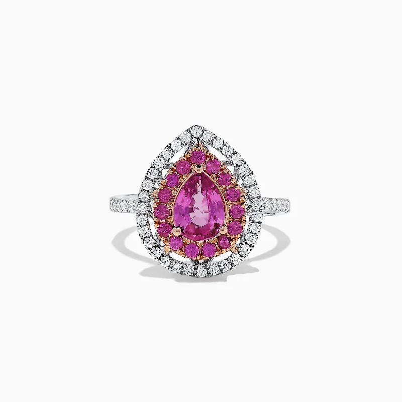 14K White Gold Pink Sapphire and Diamond Ring, 1.85 TCW