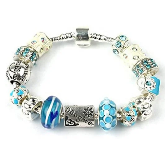 Teenager's Daughter 'Blue Babe' Silver Plated Charm Bead Bracelet