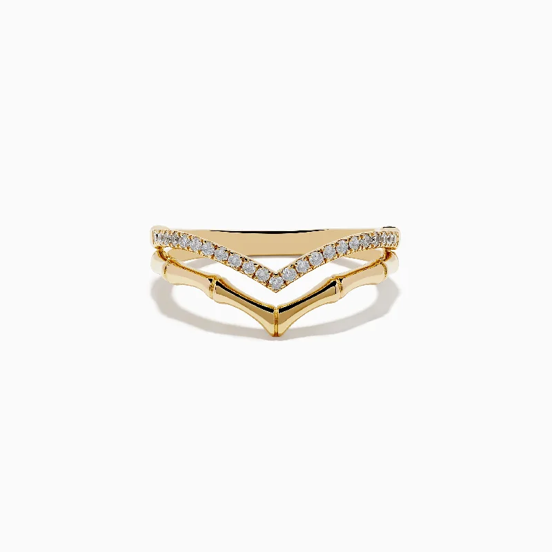 D'oro 14K Yellow Gold Diamond Ring