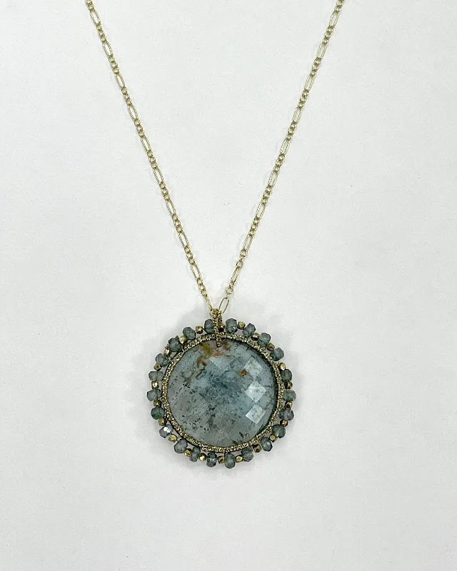 Danielle Welmond Caged Moss Aqua Quartz Necklace