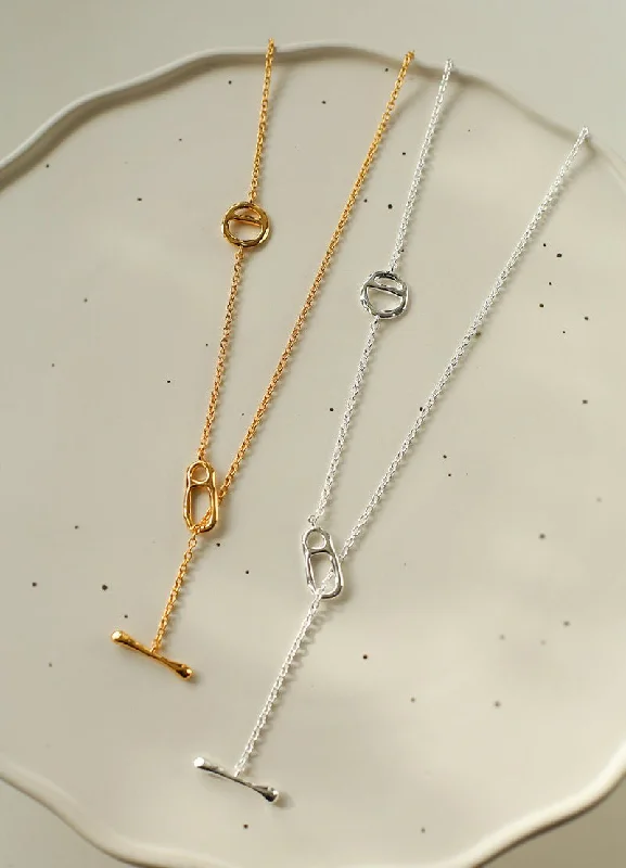 Simple Geometric Long Chain Necklace