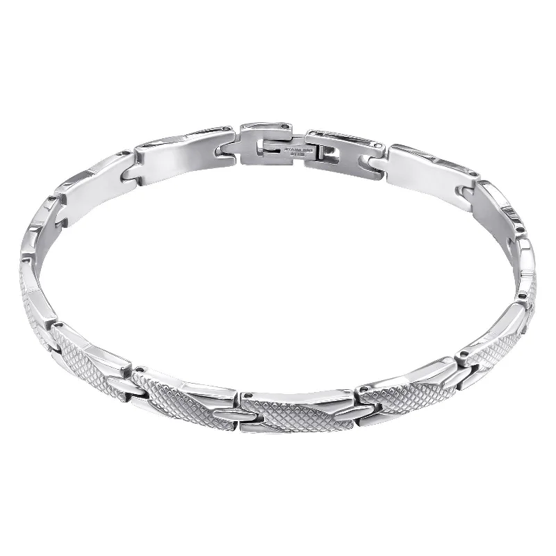 Men's 'Denver' High Polish Stainless Steel Interweave Bracelet