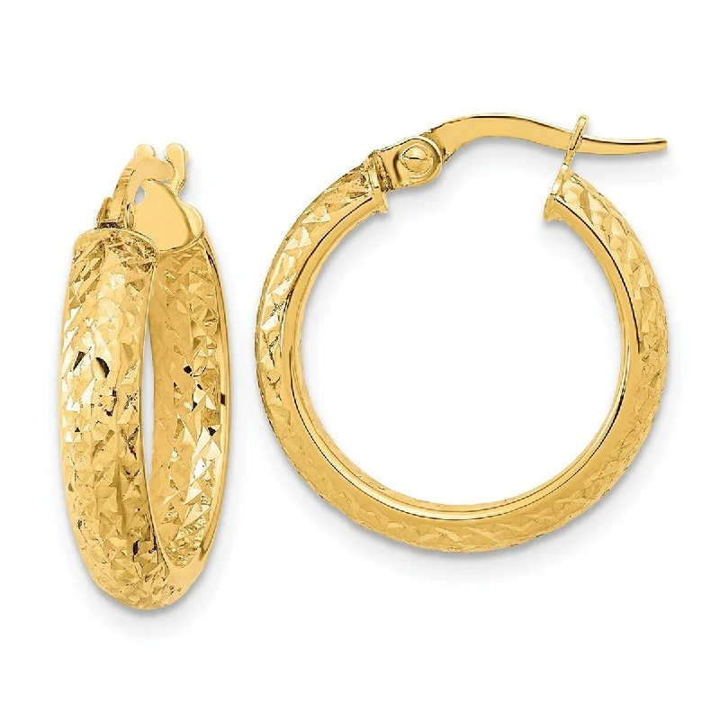 Curata 10k Yellow Gold Polished and Diamond cut Inside And Out Hoop Earrings - 20.79x19mm