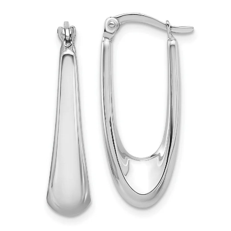 Curata 14k White Gold Polished Hoop Earrings - 26.7x11.38mm