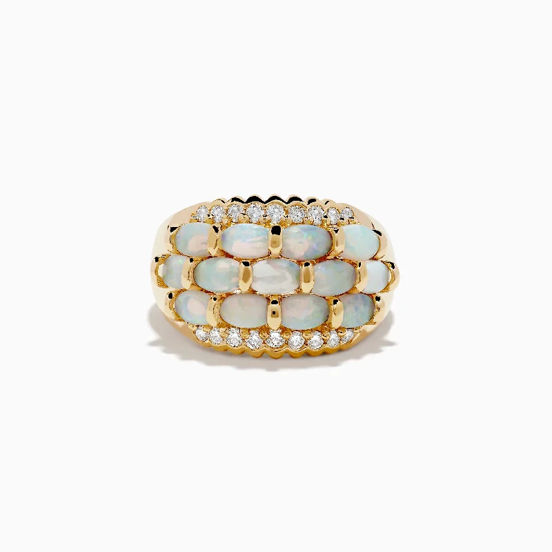 Aurora 14K Yellow Gold Opal and Diamond Ring