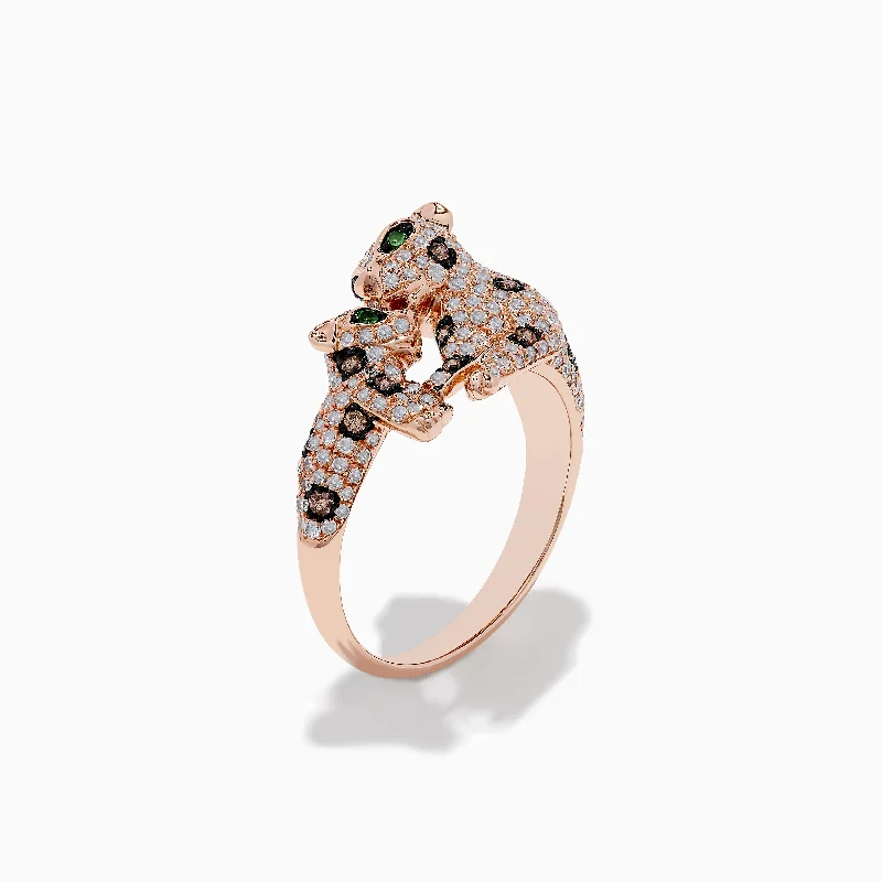 Signature 14K Rose Gold Diamond Double Panther Ring