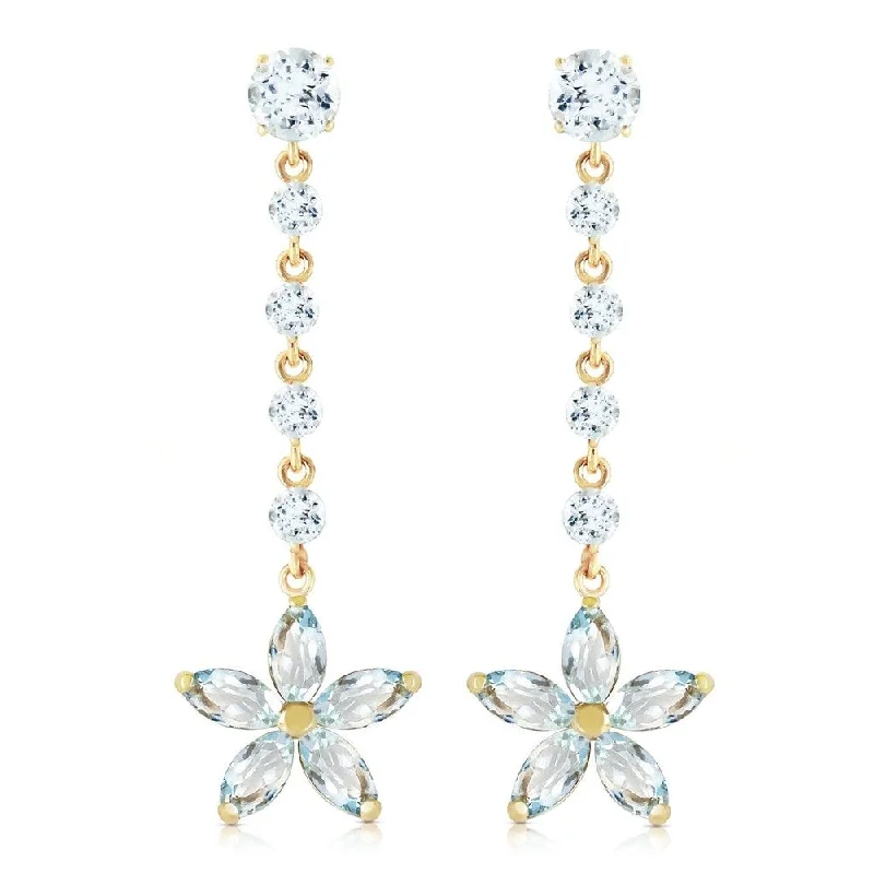 4.8 Carat 14K Solid Gold Stardrop Aquamarine Earrings