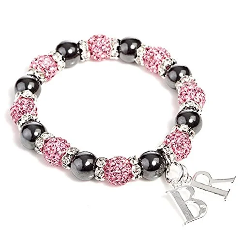 Liberty Charms 'Mayfair Duo Starlet' Pink Czech Crystal and Haematite Stretch Bracelet.