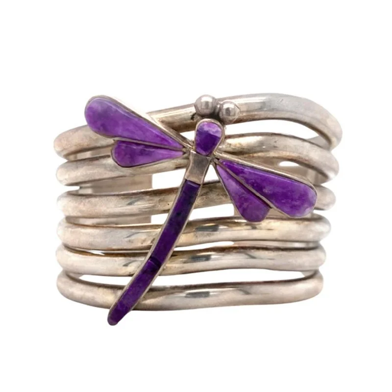 Sterling Silver & Sugilite Cuff - "Dragonfly"