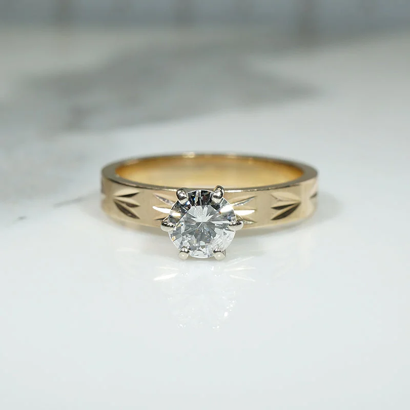 Fancy Florentine Finish Diamond Engagement Ring