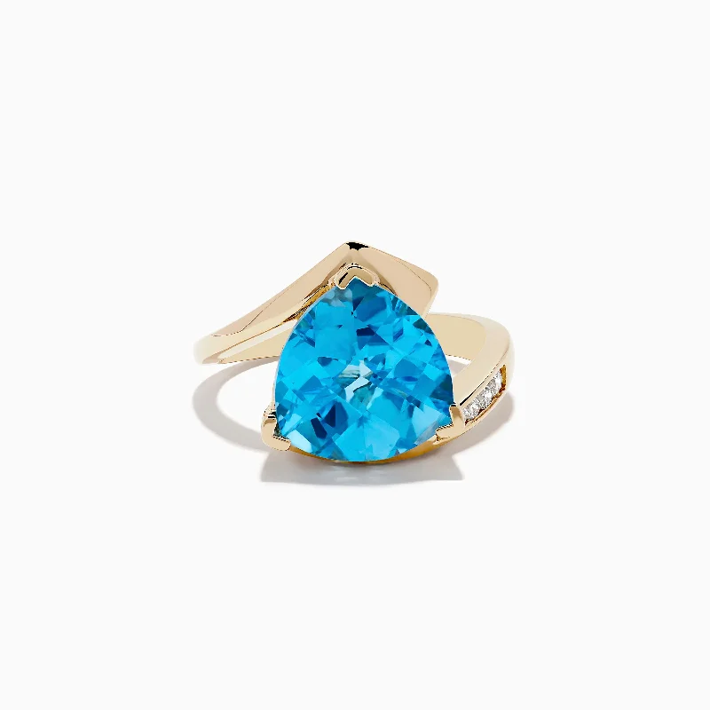 Ocean Bleu 14K Yellow Gold Diamond, Blue Topaz Ring